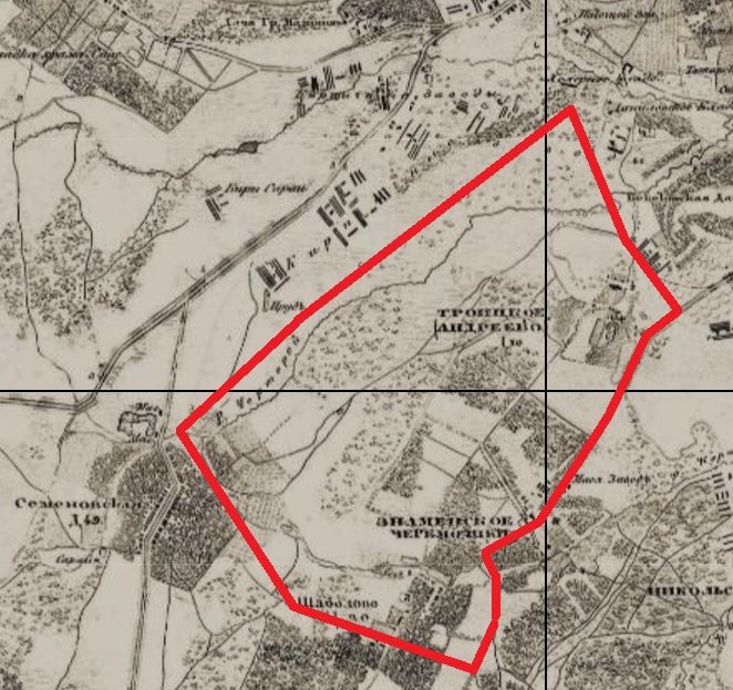 Академический-район на карте Москвы 1878г.